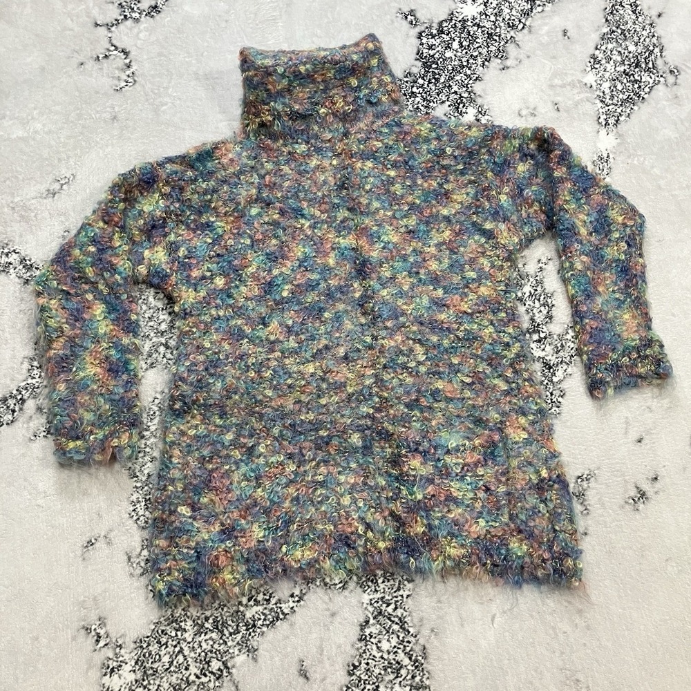 Vintage The Limited 95% Mohair Sweater Womens M‎ Boucle Turtleneck Pockets